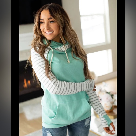 & Tops - & | Mint To Be Doublehood Sweater